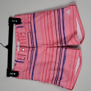 Adidas girls size small golf pink striped shirts